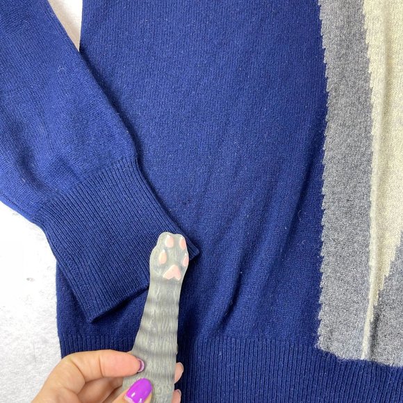 Vintage SNOW LOTUS Mens 44/L/XL Blue Multi Cashmere Fair Isle V-Neck Sweater - Picture 8 of 14